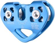 TRIWONDER 30KN Climbing Double Pulleys Tandem Speed Rescue Pulley Zipline Pulley Kit for Rigging Climbing Rescue Pull Hauling (02 Blue - 30kN)