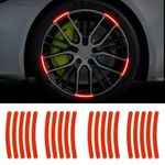 Red Anti-Collision Glow in The Dark Wheel Rim Stickers Night Reflective Tape Warning Sticker for Decoration Universal for All Cars Bikes Motorcycles Bicycle Trucks and etc