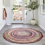 nuLOOM Tammara Bohemian Hand Braided Area Rug, 122 cm Round, Multi