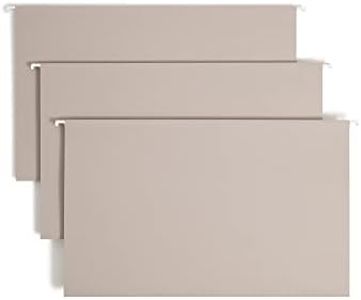 Smead TUFF Hanging File Folder with Easy Slide Tab, 1/3-Cut Sliding Tab, Legal Size, Steel Gray, 18 per Box (64093, Rod Color May Vary)