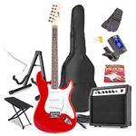 Max GigKit Full Size Electric Guitar Starter Kit inc 40W Combo Amplifier, Digital Tuner, Stand, Gig-Bag, Strap, Foot Rest, Strings, Picks and Cable, Red