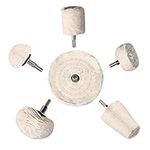 Polishing Wheel,Heatigo 6Pcs White Buffing Wheel Pad Mop Kit Conical/Column/Mushroom/Wheel Shaped Polishing Tool for Metal Aluminum,Stainless Steel,Chrome,Jewelry,Wood,Plastic,Ceramic,Glass,etc