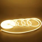 DUOFU365 Warm White Neon LED Strip Light,12V DC 600 SMD2835 LED Neon Rope Lights,Upgraded 16.4ft/5m Led Light Strips Flexible Waterproof for Indoor/Outdoors Home RV Decoration/DIY