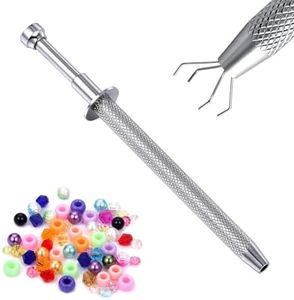 DJCIW Piercing Ball Grabber Tool,Precision 4.5inch Pick-Up Tool with 4 Prongs for Jewelry Making Electronics Crafts Claw Tweezers for Small Parts Gems Nails Clamping