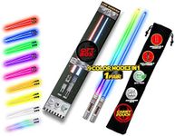 LIGHTSABER CHOPSTICKS LIGHT UP STAR WARS LED Glowing Light Saber Chop Sticks REUSABLE Sushi Lightup Sabers Removable Handle Dishwasher Safe 8 Color Modes 1 Pair