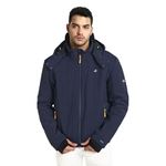 HIVER Men's Nylon Jacket Water Proof Full-Sleeved Winter Jacket with Hood For Minus Degree (Royal Blue, L)