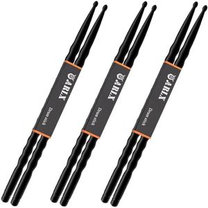 5A Carbon Fiber Drum sticks Light Durable Drumsticks (3 Pair Black)