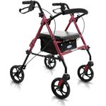 Kosmocare Folding Rollator Walker with Seat & Removable Back Support | Walker for Old People with Wheels | Lightweight Walkers for Seniors | Medical Walker for Old People