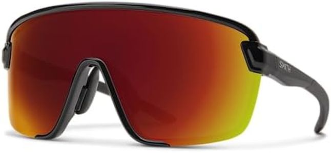 Smith Bobcat Sunglasses – Shield Lens Performance Sports Sunglasses for Skiing, Biking, MTB, Mountaineering & More – for Men & Women – Black + Red ChromaPop Mirror Lens