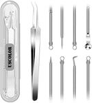 5PCS Blackhead Remover, Pimple Comedone Extractor, Whitehead Removal Tool, Acne Blemish Tools Set, Professional Blackheads Tweezers Kits