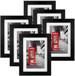 Lavezee 4x6 Picture Frame Set of 6, Black Frames for Displaying Photos 4x6 with Mat or 5x7 Without Mat, Wall or Tabletop Decoration