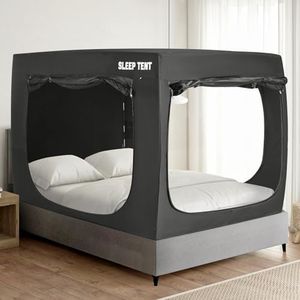 YAVIL Twin Size Bed Tent Bed Canopy Breathable 99% Blackout Sleeping Canopy for Adults and Kids Portable Indoor Privacy Space with Three Doors (Mattress Not Included)