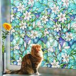 Coavas Stained Glass Window Film Privacy Decorative Static Cling Glass Film Non-Adhesive Frosted Window Film for Home