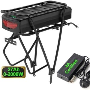 UPP 52V 27Ah Ebike Battery with Rear Rack- Bike Battery for 750W 1000W 1500W Ebike Conversion Wheel Kit - Lithium Battery for Front Wheel Rear Wheel Brushless Motor -UPP Official Ebike Battery w/BMS