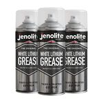 JENOLITE White Lithium Grease Spray | 3x400ml | Heavy Duty, Multi-Purpose Lubricant Spray | Ideal for Cars, Machinery, Hinges, Winches | Metal on Metal Spray Grease | Protect Against Wear & Corrosion