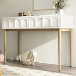 BTM Bedroom Dressing Table With 2 Drawers, Cream Vanity Table, Makeup Desk, Modern Bedroom Dresser