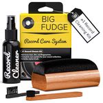 Big Fudge Vinyl Record Cleaning Kit - 4-in-1 Vinyl Record Cleaner Kit for Records Includes Ultra-Soft Velvet Brush Cleaning Liquid Stylus Brush and Storage Pouch - Pro Records Care