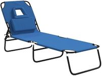 vidaXL Comfortable Outdoor Folding Sun Lounger in Blue Oxford Fabric with Powder-Coated Steel Frame, Adjustable Positions, Foldable & Portable