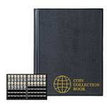 420 Pockets Coin Albums - 1.2x1.1 inch Grid Black Coin Book 10 Pages Coin Collection Holder Letter Size Coin Storage Book 3.0x2.8 cm Pocket CS0242BK