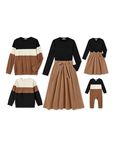 PATPAT Family Outfit Set – Partner Look Mother Daughter Clothing, Long Sleeve T-Shirt & Mother Child Dresses Mum Daughter Clothing for Autumn & Spring / Men & Boys / Baby & Girls / Women & Men, khaki,