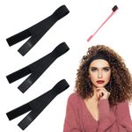 AOT Elastic Wig Headband 3 Pack Black Nylon Edges Bands with 1Pcs Hair Edge Brush Adjustable Edge Laying Band 3cm Width Wig Melt Band for Fixed Keeping Hair Wigs