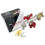 Wärmer System Outside Wall Mounted Garden Tap with Check Valve and Wallplate Elbow Fixture, 1/2 inch Garden Tap (Double Outlet Butterfly Handle Garden Tap)