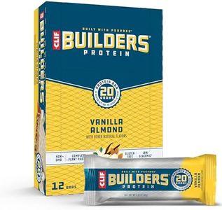 CLIF Builders - Vanilla Almond Flavor - Plant Based Protein Bars - Gluten Free - Non-GMO - Low Glycemic - 20g Protein - 2.4 oz. (12 Count)