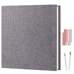 Boic Self Adhesive Photo Album Magnetic Scrapbook 40 pages, Linen Vintage Scrap Book Memory Book, Birthday Gifts Wedding Anniversary Presents (Grey)