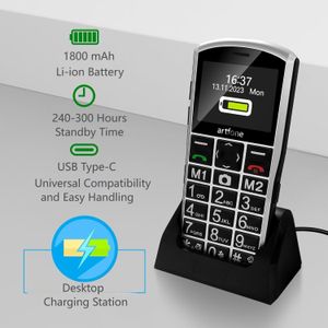 artfone A400 4G Senior Mobile Phone – Big Button, USB-C, SOS, Silver