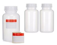 3x Wide-Neck Bottles Made of LDPE with Screw Closure, Chemical Bottle, Laboratory Bottle with Lid as Storage Container for Laboratory, Kitchen or Hobby, transparent, 3x 500 ml