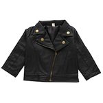 Xfglck Toddler Kids Girls Jacket Coats Zipper Faux Leather Outerwear Winter Clothes (as1, age, 18_months, 24_months, Black)