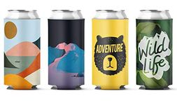 Coozybear 500ml Can Coozy(Set of 4)/650ml Bottle Sleeve, Drink Insulator,Can Cooler (Design-11)