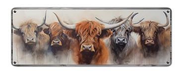 Multi-Functional Oversized XXL 31.5" x 11.750" Desk/Mouse Pad Featuring "The Highland Cow Herd". Seamlessly Blending Artistry with Practicality. Non-Slip Backing and Stitched Edge.