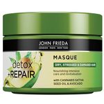 John Frieda Detox & Repair Masque 250 ml, Intensive Deep Conditioner for Dry, Stressed and Damaged Hair, Nourishing Hair Mask with Cannabis Sativa Seed Oil and Avocado