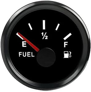 ANODZU 0-90 ohm Fuel Gauge 52mm Dial LED Backlight Waterproof Universal for Car Boat Marine Motorcycle Tractor Generator Yacht, Black Fuel Level Gauge Fuel Tank Meter Gauge