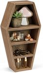 Okuna Outpost Coffin Shaped Shelf, Spooky Gothic Home Decor for Tabletop, Small Trinkets, Nic Nacks, Bookshelf, Bathroom, Bedroom, Living Room, Office, Entryway (Brown, 8x3x14 in)