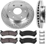 Callahan Front Brake Kit for 99-06 Chevy GMC Silverado 1500, 00-06 Tahoe Suburban Yukon XL 1500, 03-08 Express Savana 1500 Drilled Slotted Brakes Rotors Ceramic Brake Pads : 12" inch Front Rotor