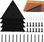 Halyuhn Floating Shelf Brackets 4 x 3 inches for Small Floating Wood Shelves, Black Hidden Floating Shelves Brackets, 4 Pcs Triangle Shelf Brackets with 2inch Anchors Screws for Home Decoration