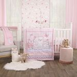 NoJo Sweet Llama & Butterflies Floral Pink & Purple 3Piece Crib Bedding Set - Comforter, Crib Sheet & Dust Ruffle, Pink, Ivory, Lavender, Light Green (6677276P)