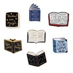 FOVIUPET 7pcs Cartoon Books Enamel Pin Magic Book Badge Cute Collar Brooch Backpack Lapel Pin Learning Gifts for Teacher Student Jewelry (Set)