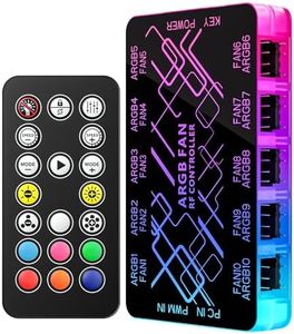 GSCOLER 10-Port ARGB & PWM Fan Hub Controller – Integrated RGB Self-Lighting PC Fan Hub with Motherboard Sync | Magnetic Mount, Wireless Remote, Chassis Key Control & SATA-Powered for 10 ARGB Devices