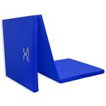 MAXSTRENGTH Tri Folding Mat 2" Thick Foam Exercise Gym Fitness 6ft X 2ft Multi Purpose Camping Gymnastics Pilates Physio Mats (Blue)