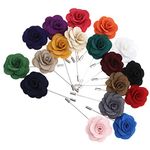 SING F LTD 18 Pieces Men Boutonniere Lapel Pin Rose Flower Assorted with Gift Box Wedding Party, Polyester, no gemstone