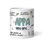 Gogirgit Ceramic Coffee Mug Collection for Dad, Fathers Day/Birthday Gift, 330ml, Microwave Safe (Appa Love Gratitude)