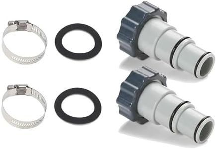 (2-Pack) Replacement Threaded to Clamp Style Hose Adapter for Intex Pool Sets with 1.5 and 1.25-Inch Hoses - Fits Filter Pumps, Chlorine Generators, and Salt Systems with Threaded Hose Connections