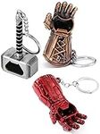 Sio & Tan keychain Bottle Opener, Mjolnir Keychain Bottle Opener, Hammer Keychain Bottle Opener, Glove Gauntlet Keychain Opener Key Ring, Glove Infinity War Gauntlet Bottle Opener Keychain