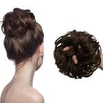 TEMPERIA Hair Accessories For Women Stylish - Juda Hair Buns - Messy Bun Hair Extension - Artificial Fake Donuts Maker Scrunchies - With Elastic Rubber band - Natural Brown - 1 Pc - (25GR)