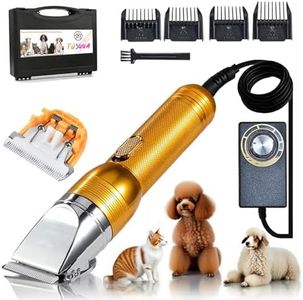 Heavy Duty Pet Grooming Clippers, Powerful Motor for Thick Coats, Professional Grooming Shears Fur Hair Trimmers Tool for Dogs, Sheep, Horses, Livestock & Cats (Gold AU)