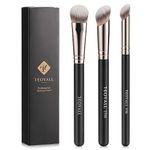 TEOYALL Contour Conceal Brush Set, 3PCS Angled Synthetic Under Eye Concealer Brush for Blending Setting Buffing with Liquid, Cream and Powder Cosmetic