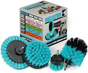 Drillstuff Cleaning Brush Drill Attachment Set - Teal Drill Brush Medium Stiffness - Boat Cleaner Brush Set - Boat Flooring Cleaner Kit - Boat Hull Cleaner Brush - Kayak Accessories - Boat Accessories